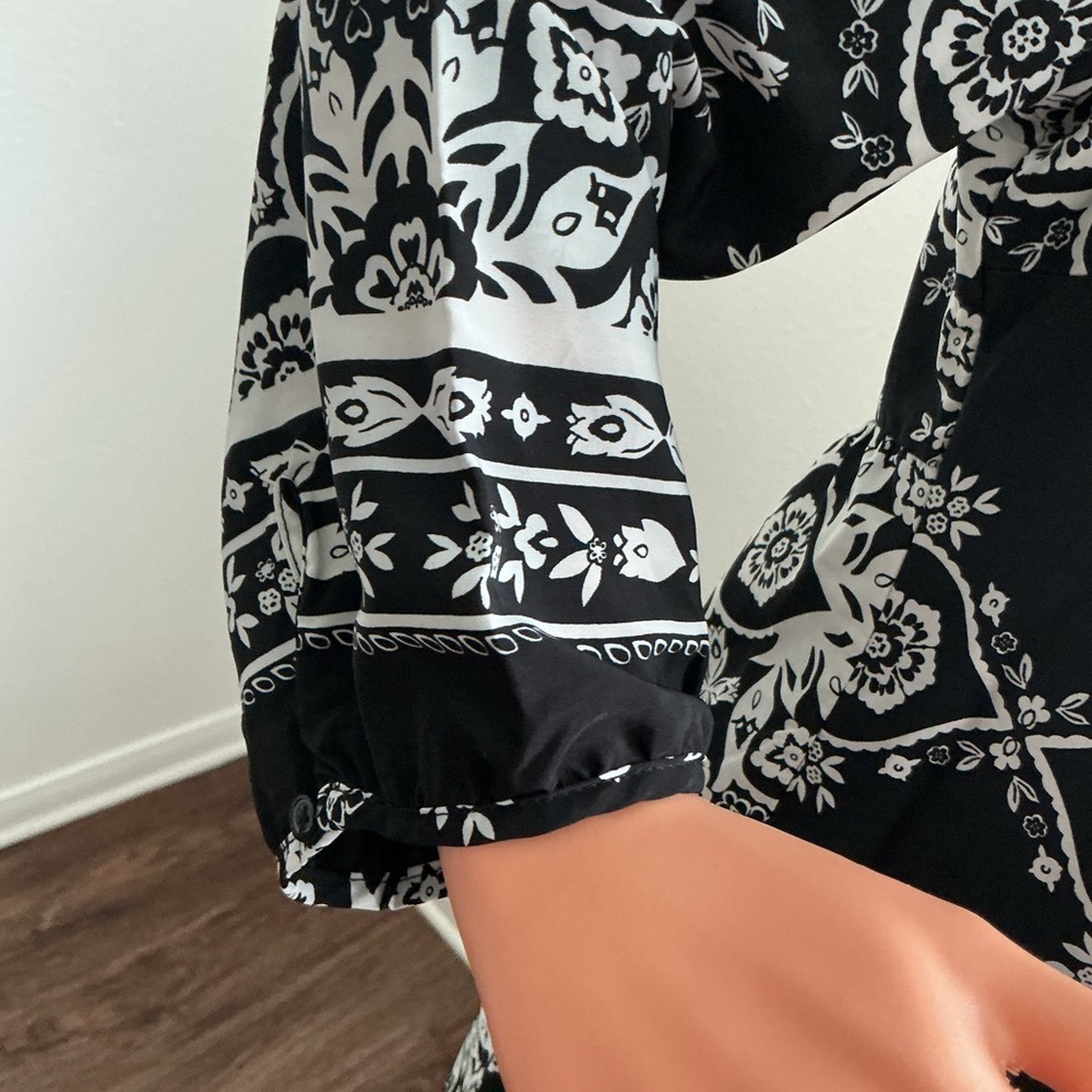 Old Navy Black White Print Shift Dress Size M D08 - Picture 5 of 9